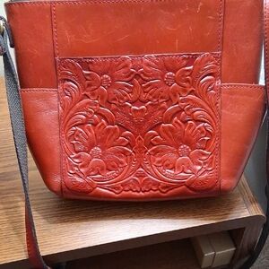 Patricia Nash Red Embossed Shoulder Bag
